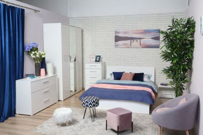 001 Міріна Спальня Ліжко MW1600 (White)