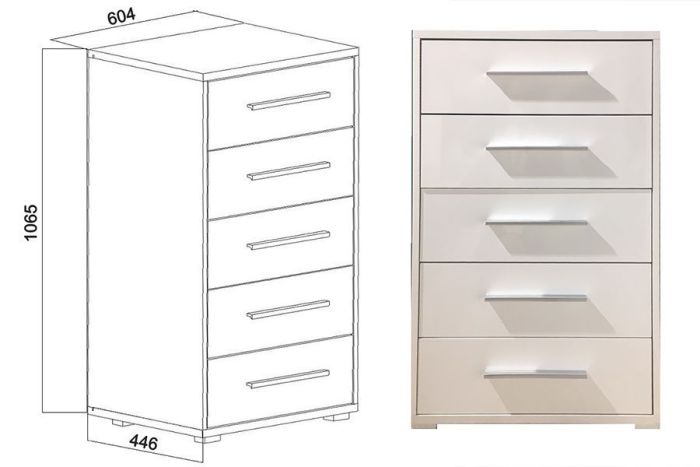 004 Міріна Спальня Комод 5-шухляди (White)