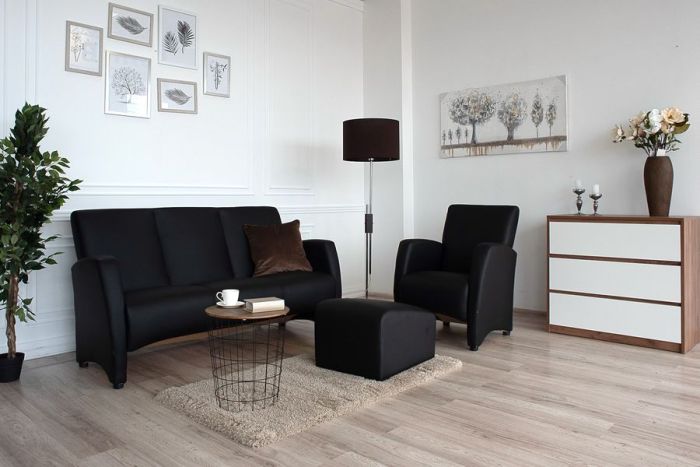 037_3 Сінді Диван 3-місний Білий/Чорний