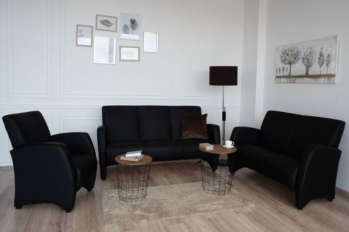 037_3 Сінді Диван 3-місний Білий/Чорний